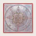 Silver Kalachakra Mandala Thangka — Hand-Painted Tibetan Buddhist Art