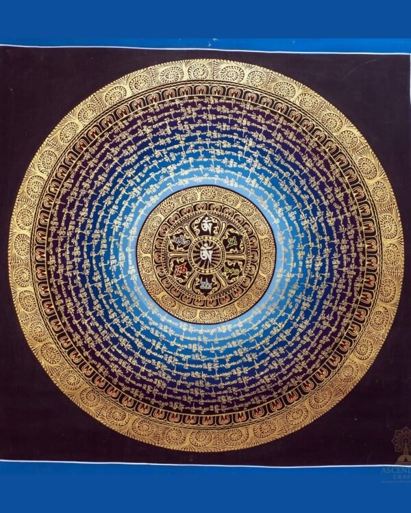 Lotus Mantra Mandala Thangka — Hand-Painted Tibetan Buddhist Art