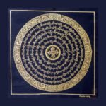 Black Mantra Mandala Thangka — Hand-Painted Tibetan Buddhist Art