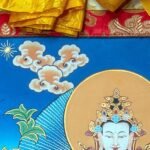 Chenrezig Brocade Thangka Thangka — Hand-Painted Tibetan Buddhist Art
