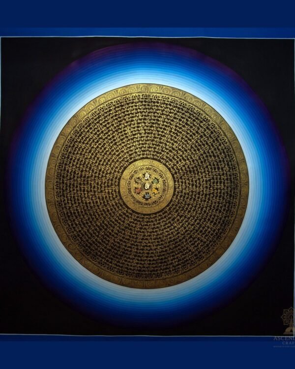 Lotus Mantra Mandala Thangka — Hand-Painted Tibetan Buddhist Art