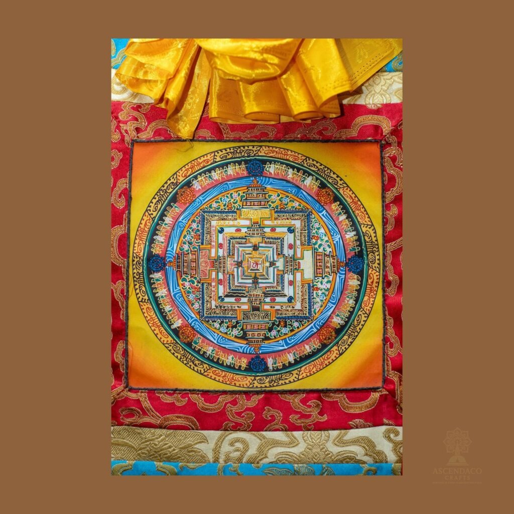 Brocade Kalachakra Mandala Thangka Thangka — Hand-Painted Tibetan Buddhist Art